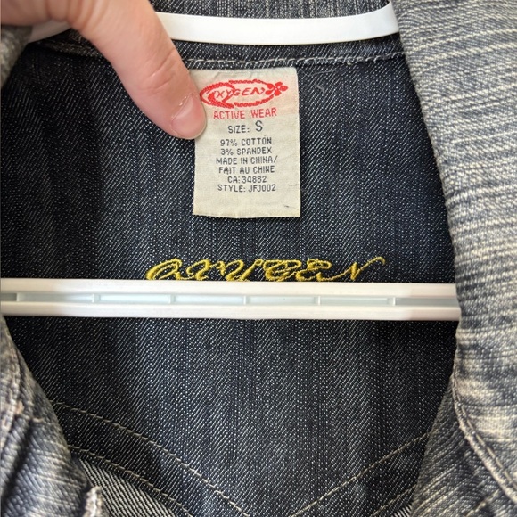 ✨Oxygen Cropped Distressed Denim Jacket Small - Picture 3 of 6